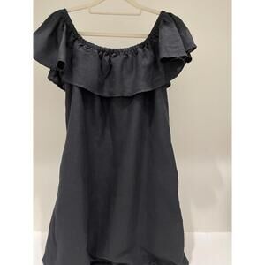 Tommy Bahama St. Lucia Linen Blend Off The Shoulder Dress S/P Black Sun Dress
